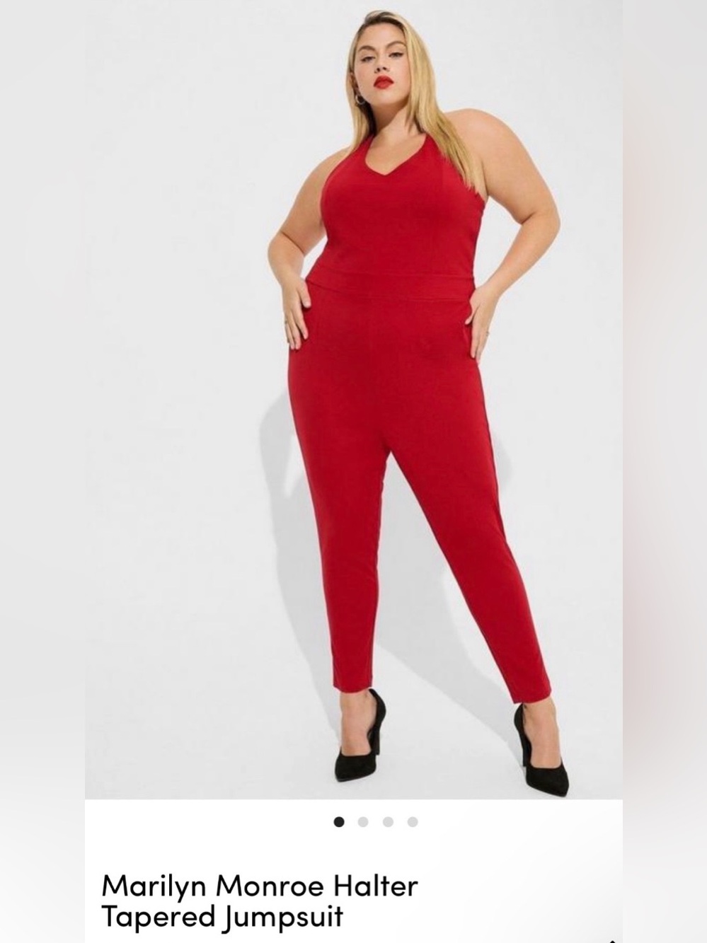 Marilyn Monroe Red Halter Tapered Jumpsuit Size 2